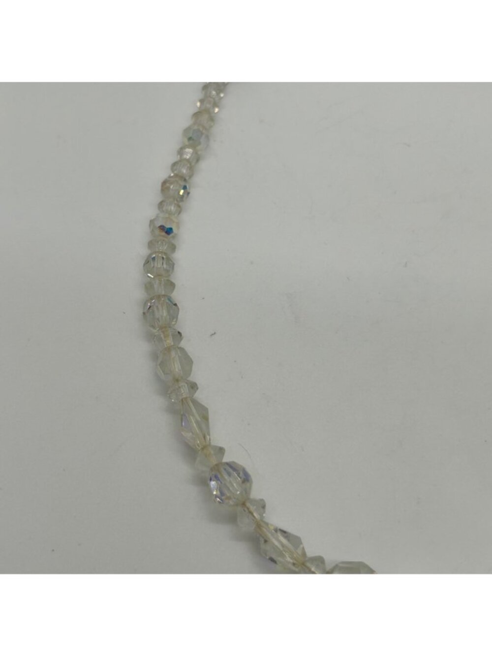 Vintage Clear Faceted Glass Bead Necklace With Shepherds Hook Clasp 1940-1950s - Picture 10 of 14